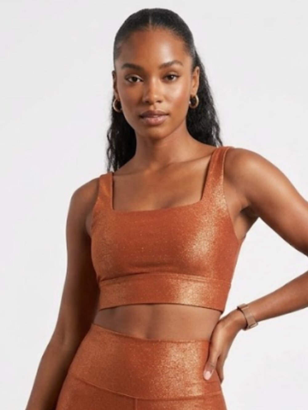 CALIA | Energize Metal Shine Sports Bra Metallic Orange Rust Size Small*